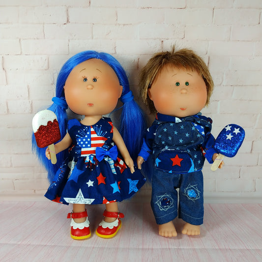 Dress Romper for Doll Mia  Mio 12'' July 4th Independence Day Style