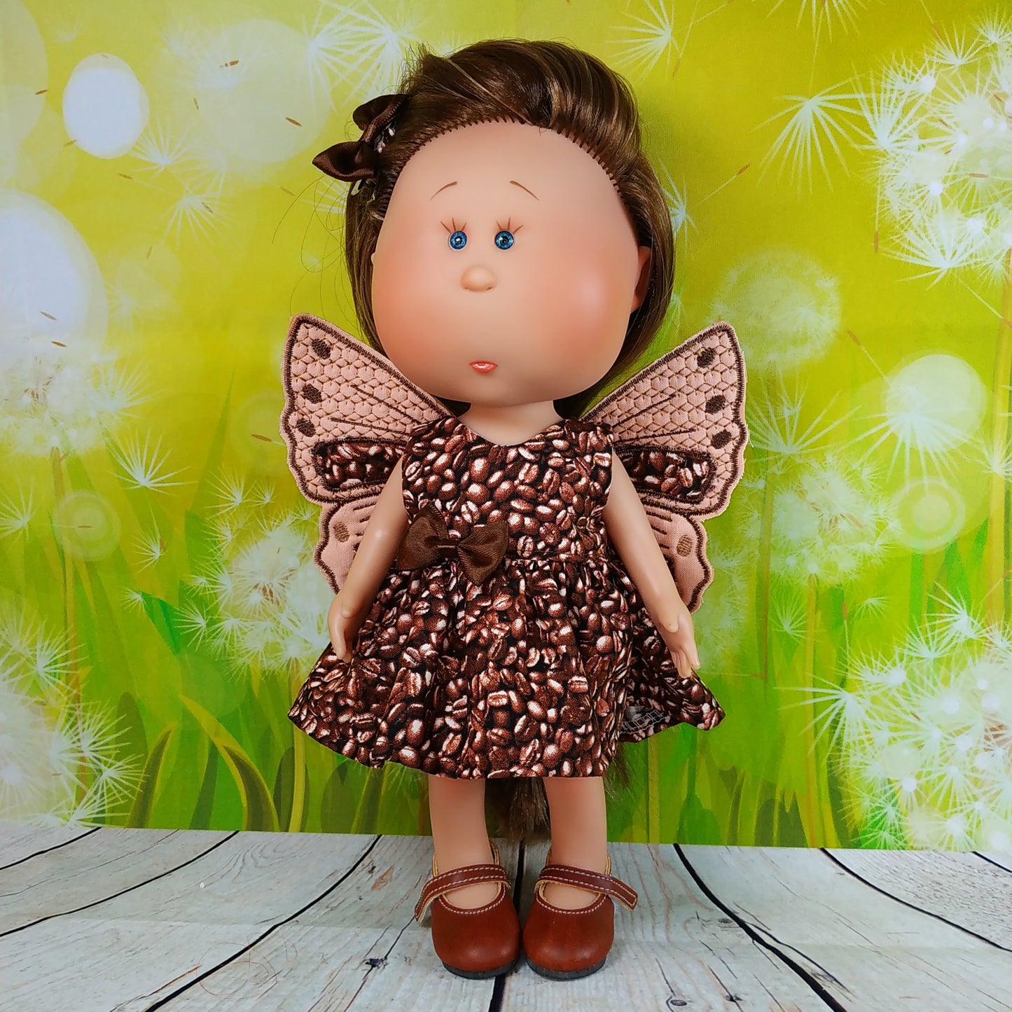 Doll Mia 12'' Dressed Girl Butterfly coffee style