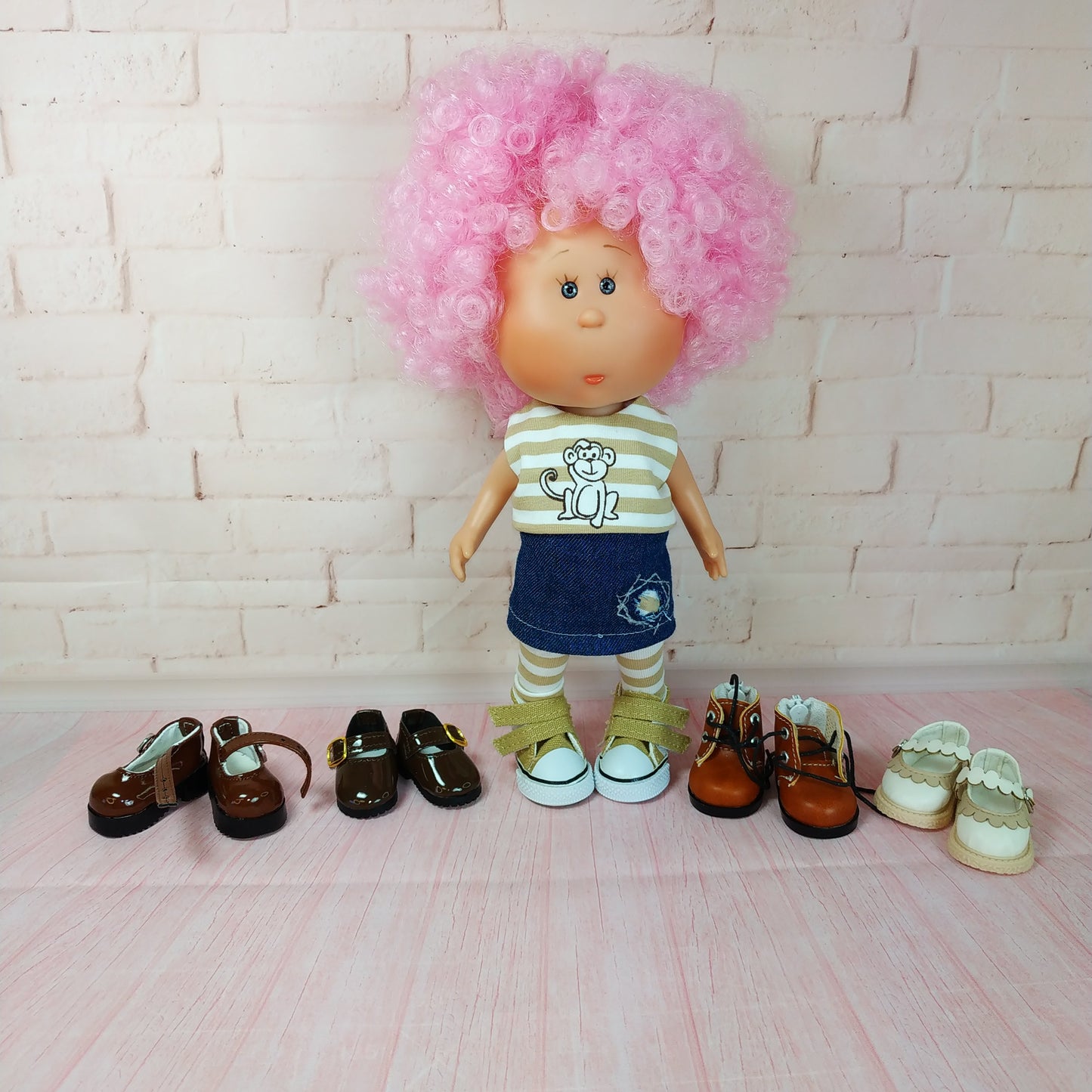 Brown Beige Shoes for Mini Doll Mia 9'