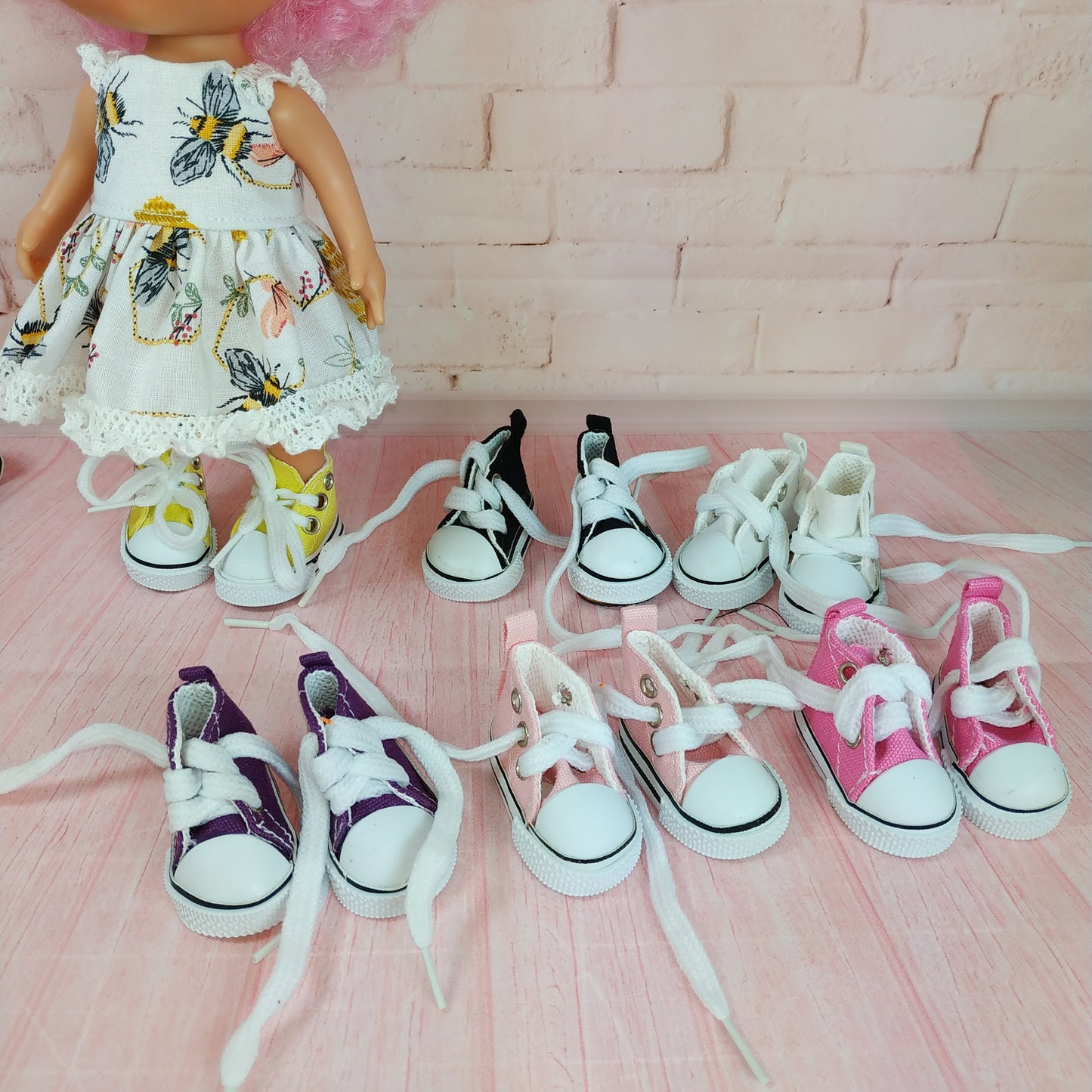 Black Purple Yellow Pink Shoes for Mini Doll Mia 9''