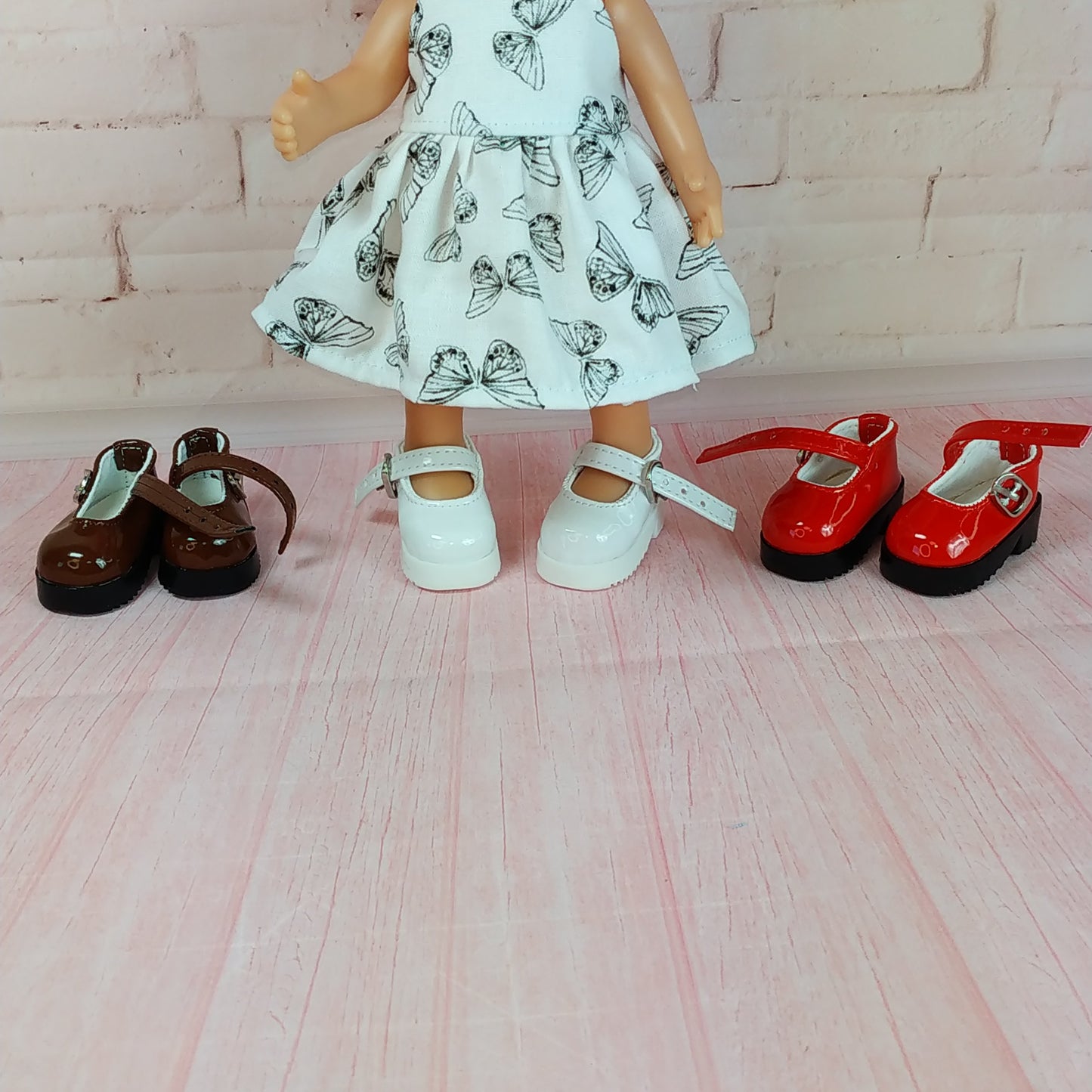 Red White Shoes for Mini Doll Mia 9''