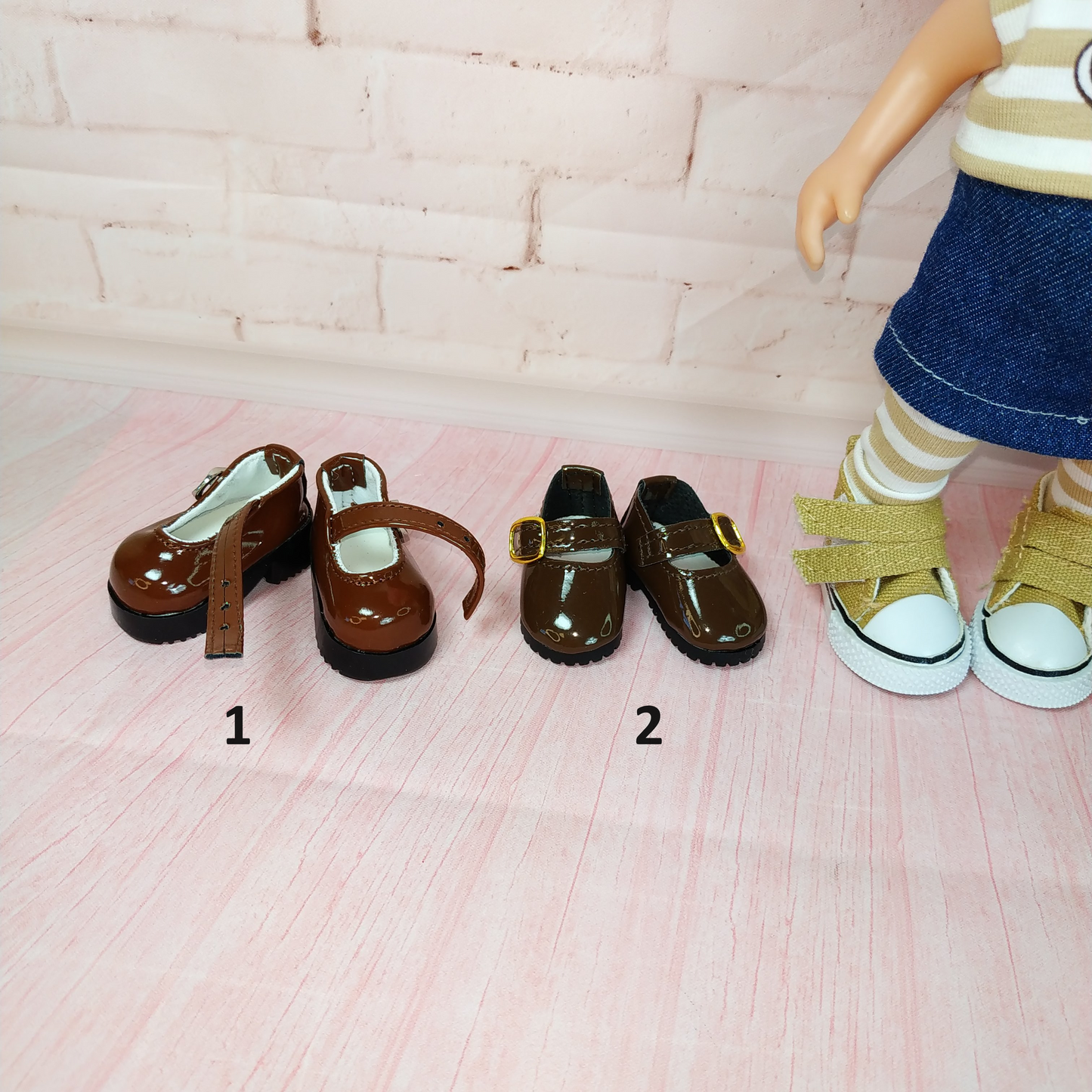 Brown Beige Shoes for Mini Doll Mia 9'