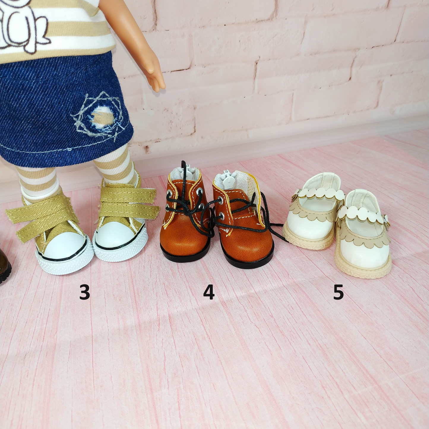 Brown Beige Shoes for Mini Doll Mia 9'